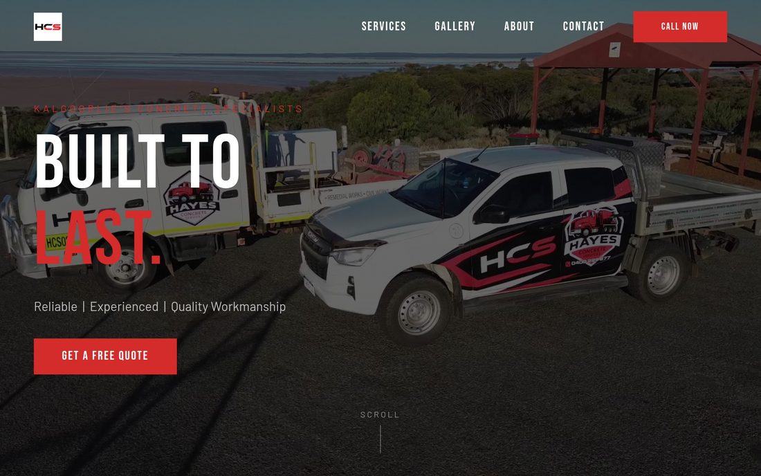 Hayes Concrete Services website, designed and built by TJ Design