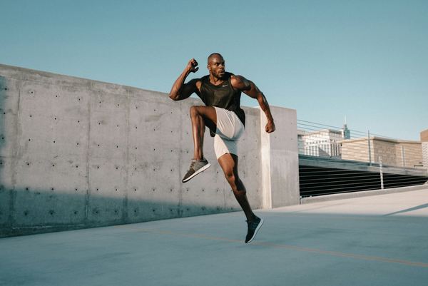 A runner mid-stride